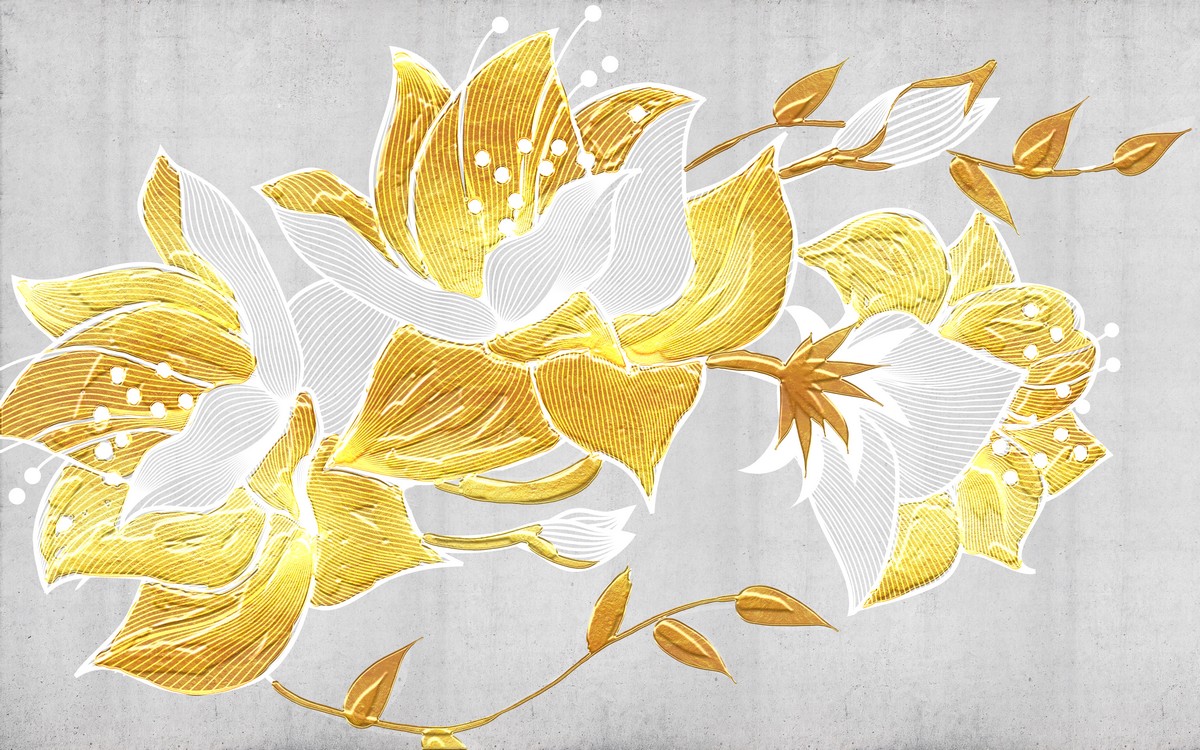 Золотые гравюры цветов